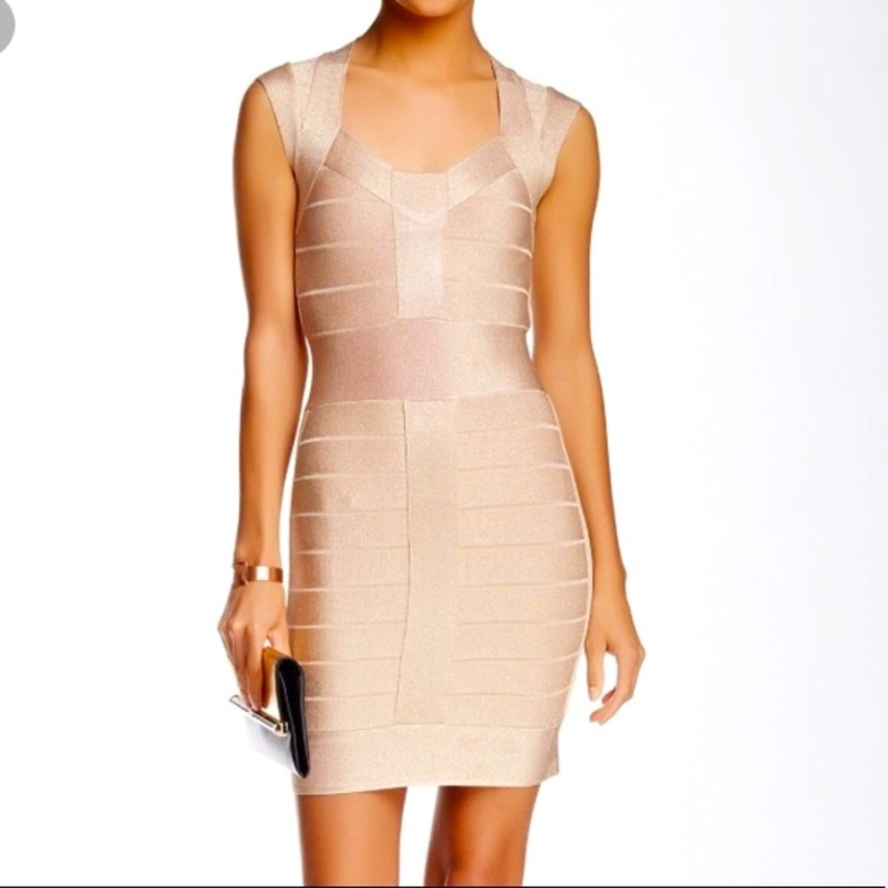 French Connection Champagne Bandage Dress, size 0